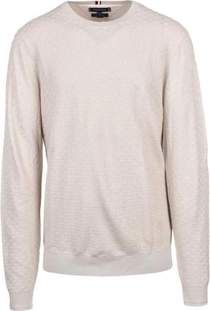 Tommy Hilfiger Beige Textured Crewneck Sweater