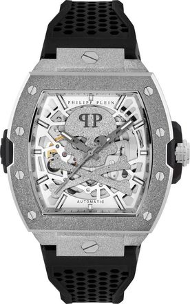 Philipp Plein The Skeleton Frosted Silicone Strap Watch, 44mm in Stainless Steel at Nordstrom
