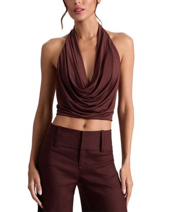 Alice & Olivia Alice + Olivia Ayanna Deep Cowl Tie Bk Halter Top