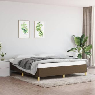 vidaXL Cama Sin Colch&oacute;n De Tela Marr&oacute;n Oscuro 180x200 Cm Vidaxl