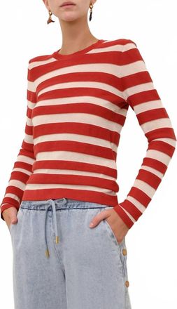 Zimmermann Rebellion Striped Top In Red/cream Stripe