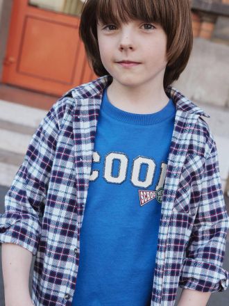 Vertbaudet Jungen T-Shirt mit Print und Recycling-Baumwolle blau