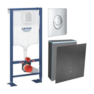 GROHE Conjunto De Marco De Soporte Grohe Solido Con Revestimiento Wedi I-board, Cromado, Con Revestimiento De Hormig&oacute;n Gris
