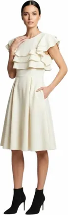 She + Sky Flutter Sleeve Heavy Knit Dress In Off White