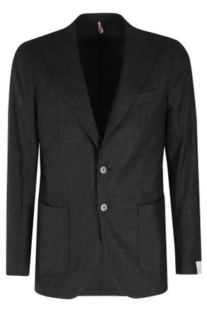 Santaniello Brown Houndstooth Wool-Blend Blazer