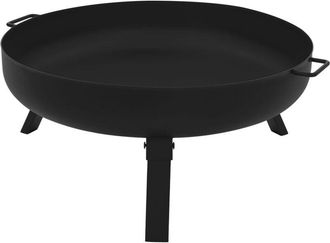 ECD Germany Ecd Germany - Cuenco De Fuego 60 X 27 Cm Brasero Exterior Redondo De Acero Con 3 Patas Plegables Y Asas De Transporte, Fire Bowl Negro Con 2 Agujeros 