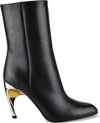 Alexander McQueen Armadillo Enkellaarsjes - Dames - Laarzen met Hak - Zwart - 35 1/2 EU - Leer - Schoenen