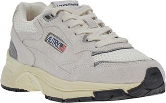 Autry Womens Sneakers With Leather Trim White Suede Cow Trainers