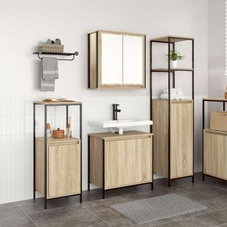 Berkfield Home 3 Piece Bathroom Furniture Set Sonoma Oak Engineered Wood in Brown