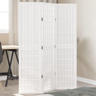 Berkfield Home Room Divider 3 Panels White Solid Wood Paulownia