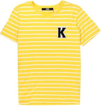 Karl Lagerfeld Yellow Cotton Striped Tshirt Size L