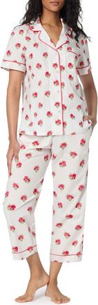 Bedhead Pajamas Print Cotton Crop Pajamas in Celeste at Nordstrom, Size X-Large