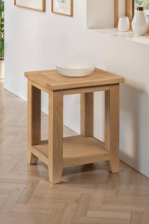 Julian Bowen Astoria Side Table with Shelf in Light Oak