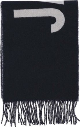 Jacquemus Navy Wool Scarf With Contrasting Logo Detail