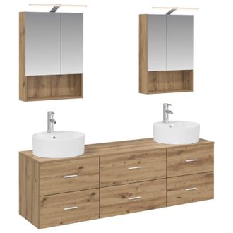 vidaXL Juego De Muebles De Ba&ntilde;o 5 Pcs Roble Artesanal Vidaxl