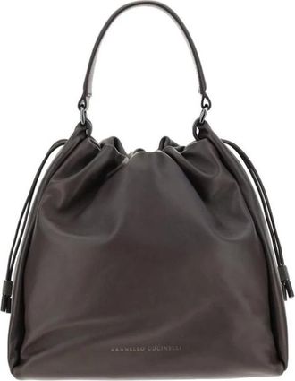 Brunello Cucinelli Zachte Leren Bucket Bag - Dames - Schoudertassen - Bruin - ONE Size - Leer - Tassen