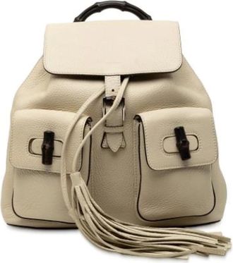 Gucci Pre-owned Backpacks, female, White, Size: ONE SIZE Pre-owned Leather Backpack