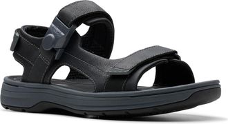 Clarks Mens Saltway Trail Sport Sandal, Black Leather, 9 UK