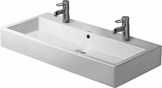 Duravit Vero - Lavabo doppio da mobile 100x47 cm, con 2 fori per miscelatore, bianco alpino 0454100026 - Duravit