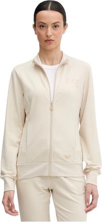 Emporio Armani Zip-through Sweatshirt - Dames - Vesten met rits - Beige - S - Polyester - Hoodies & sweatvesten