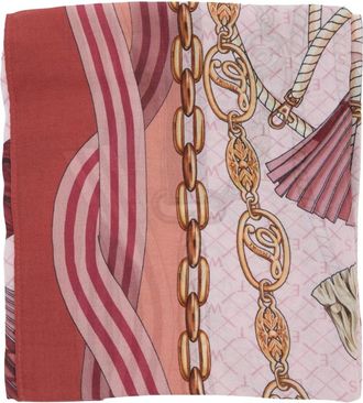 Twinset Accessoires, Dames, Veelkleurig, ONE Size, Sjaal met franjes en bloemenprint