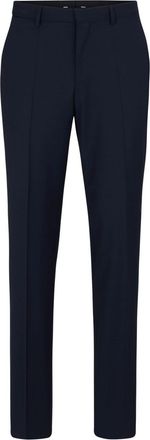 HUGO BOSS Mens Solid Patterned Flat Front Straight Leg Trousers in Dark Blue - Size 38W/32L