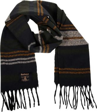 Barbour Sciarpa a righe con frange - Nero