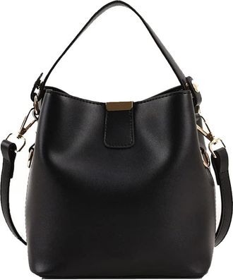 Generic Leather Bucket Crossbody Bag for Women Medium Hobo Purse Handbag Fashion Ladies Top Handle Tote Shoulder Bags (Black)