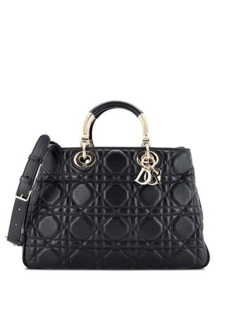 Dior Borsa tote Lady 95.22 grande in pelle goffrata con motivo Cannage - Nero