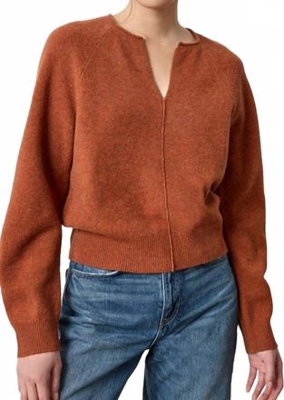 Lilla P Split Neck Raglan Pullover In Chutney