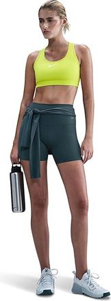 Nike Swoosh Medium Support Bra Womens Bra Cyber/White : MD (US 8-10), Mesh/Polyester/Spandex