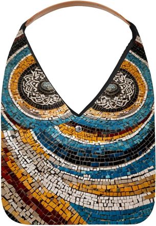 Generic Mosaic Spiral Pattern Reusable Lightweight Grocery Bags - Foldable Into Compact Pouch, Washable & Sturdy, Multipurpose for Shopping and Travel