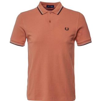 Fred Perry Poloshirt Met Dubbele Punt In Roestbruine Kleur