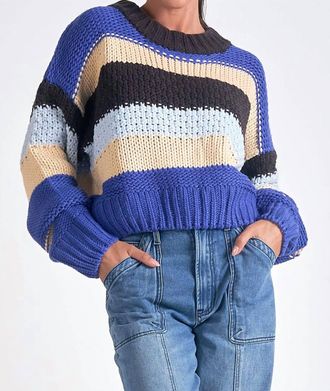 Elan Chunky Stripe Sweater In Blue