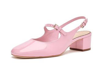 Cinq &agrave; Sept Diana Patent Slingback Block Heels Womens Shoes Pink Nectar : 6.5 M, Leather