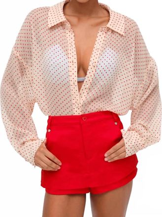 For Love & Lemons Love Dot Button-Up Top In Cream