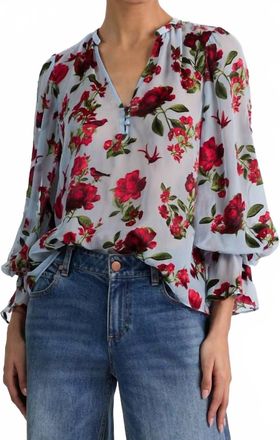 Alice & Olivia Moranne Floral Blouse In Blue