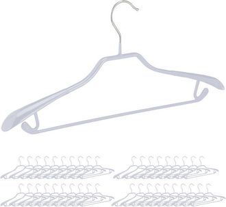 Relaxdays 40 Perchas Para Trajes, Varilla Pantalones, Gancho Colgar Falda, Colgador Metal Y Pvc, 19x45x3,5cm, Gris Claro