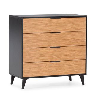 HOMN C&oacute;moda de noche 4 cajones color negro/madera