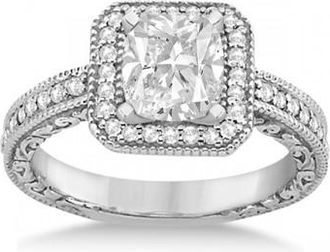 Allurez Milgrain Square Halo Diamond Engagement Ring Platinum (0.32ct.)