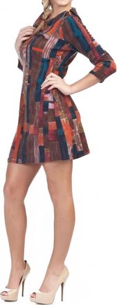 Papillon Astract Block Print Cowl Neck Dress In Multi