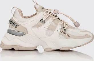 Plein Sport Sneakers Runner Beast X-01 in pelle e mesh con chiusura a coulisse