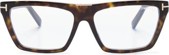 Tom Ford Eyewear FT5912B tortoiseshell rectangle-frame glasses - unisex - Acetate - 57 - Brown