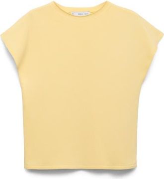 Mango Cap Sleeve Fine Knit Sweater in Pastel Yellow at Nordstrom, Size X-Large