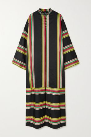 Etro Embroidered Striped Grosgrain Coat - Nero