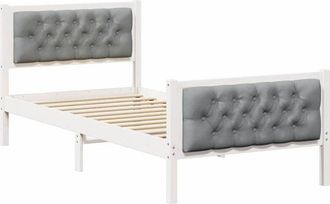 vidaXL Bed Frame with Headboard Light Grey 90 x 190 cm Solid Pine Wood vidaXL