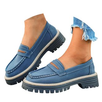Generic Womens Platform Chunky Loafers Lug Sole Comfortable Slip On Work Business Casual Dress Shoes Women Solid Color Round Toe Lightweight Walking Shoes Non