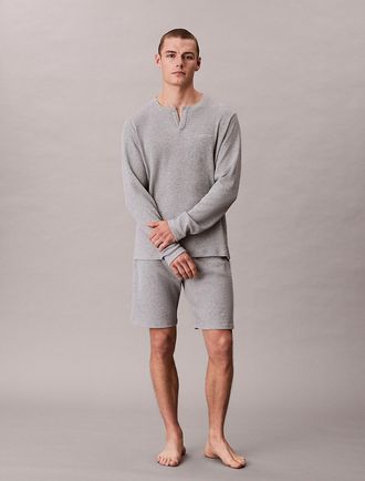 Calvin Klein Mens Waffle Knit Sleep Short - Grey - XL