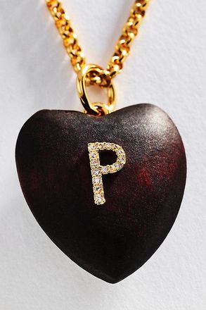 Timeless Pearly Wood Initial Pendant Necklace