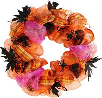 Nearly Natural Halloween Spider Mesh Wreath 26In